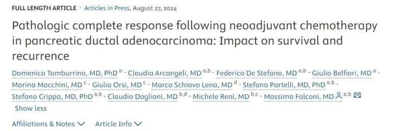 How does pathologic response following neoadjuvant chemotherapy affect survival/recurrence in PCAD