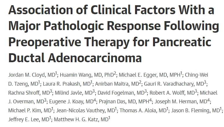 How does pathologic response following neoadjuvant chemotherapy affect survival/recurrence in PCAD