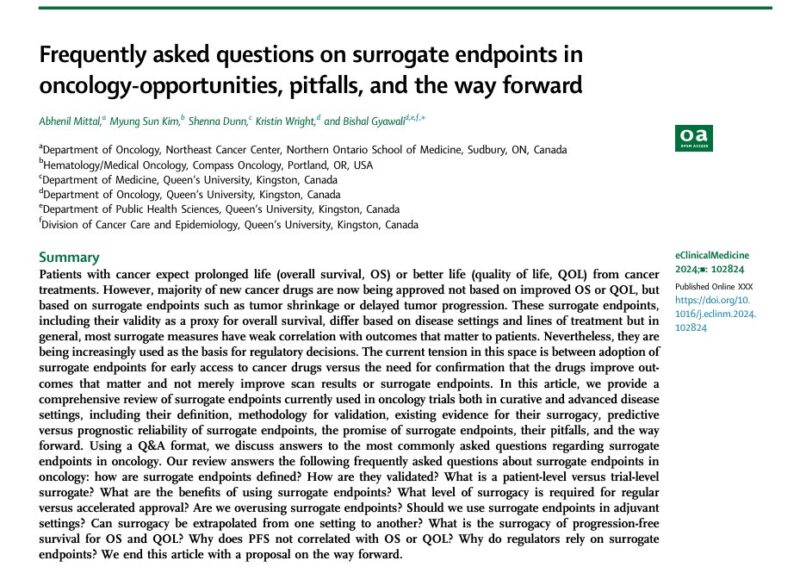 Bishal Gyawali: What questions can you think of regarding surrogate endpoints in oncology