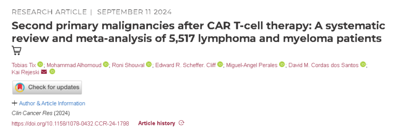 Kai Rejeski: Second Primary Malignancies following CAR T-cell therapy