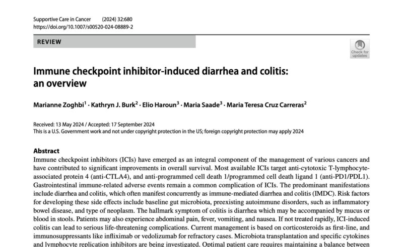 Immune checkpoint inhibitor-induced diarrhea and colitis - MASCC