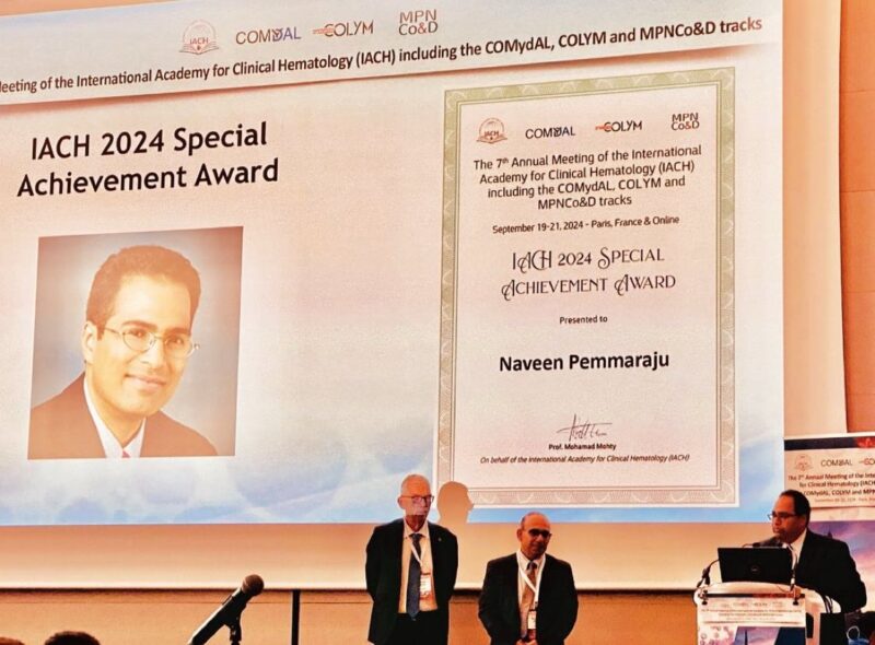 Naveen Pemmaraju receives the IACH 2024 Special Achievement Awardee