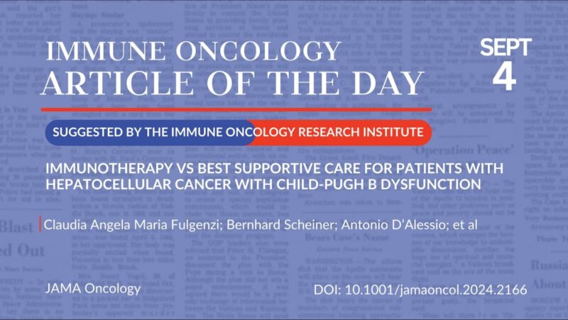 Article of the day, September 4th, suggested by the Immune Oncology Research Institute