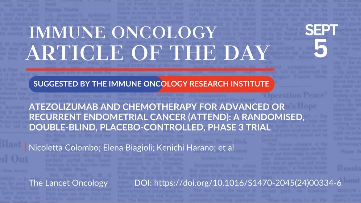 Article of the day, September 5th, suggested by the Immune Oncology Research Institute