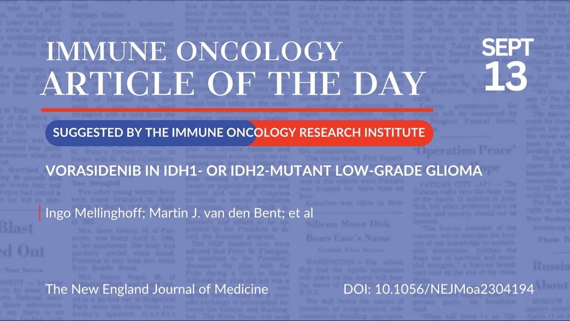 Article of the day, September 13th, suggested by the Immune Oncology Research Institute