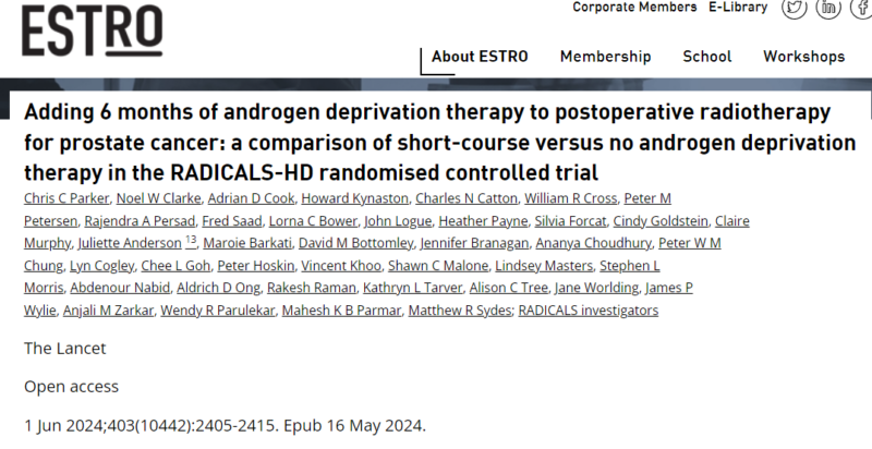 Adding 6 months of androgen deprivation therapy to post-operative radiotherapy for prostate cancer