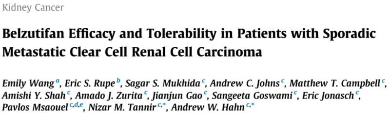 Andrew W Hahn: How effective and tolerable is Belzutifan in treating Sporadic Metastatic Clear Cell Renal Cell Carcinoma