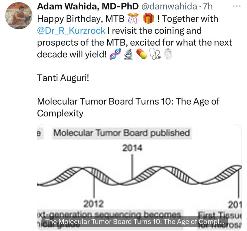 Razelle Kurzrock: First paper with term Molecular Tumor Board