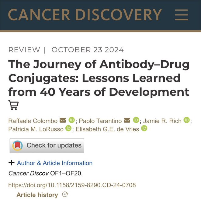 Nirmit Kumar: Great overview of the history of Antibody Drug Conjugates by Raffaele Colombo et al.