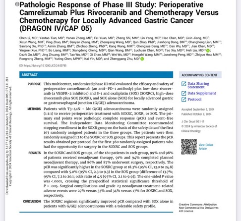 SOX with or without perioperative camrelizumab in locally advanced gastric cancer