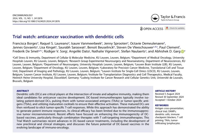 The latest clinical and preclinical developments in anticancer vaccines - Cell Stress and Immunity Lab