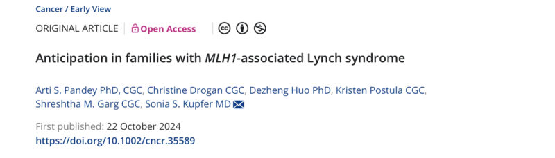 Anticipation in families with MLH1-associated Lynch syndrome