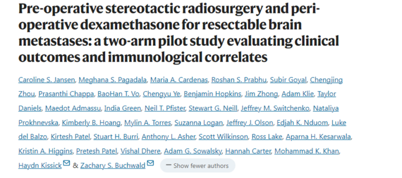 Carey Jansen: Pre-op SRS and the immune microenvironment of human brain metastases
