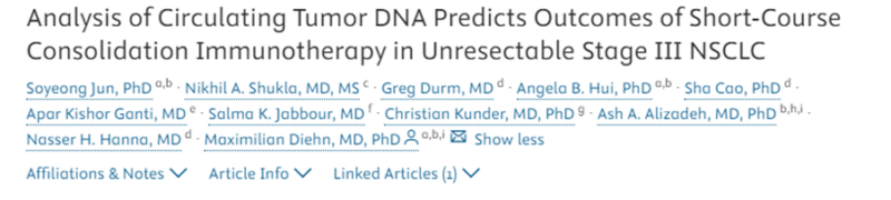 The utility of ctDNA clearance for personalizing consolidation immunotherapy after CRT for stage III NSCLC