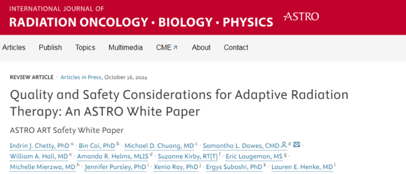 Michael Chuong: Quality and Safety Considerations for Adaptive Radiation Therapy