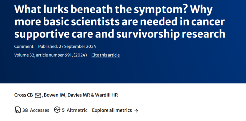 Why we need more basic scientists in supportive care and survivorship research - MASCC