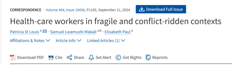 Health-care workers in fragile and conflict-ridden contexts - The Institute of Cancer and Crisis