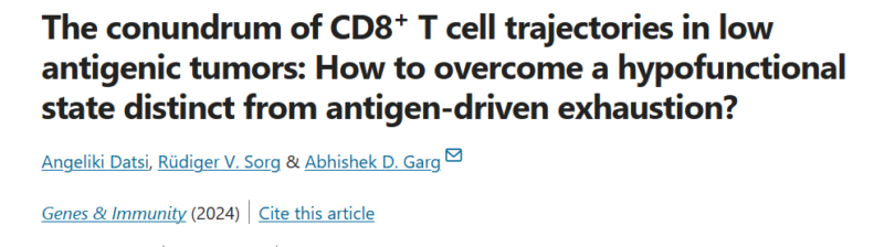 Abhishek D. Garg: CD8+T cells in low antigenic tumours and its implications for cancer immunotherapy