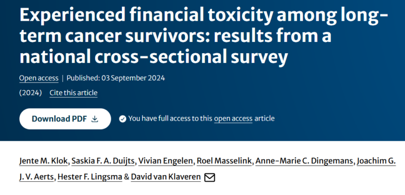 Experienced financial toxicity among long-term cancer survivors