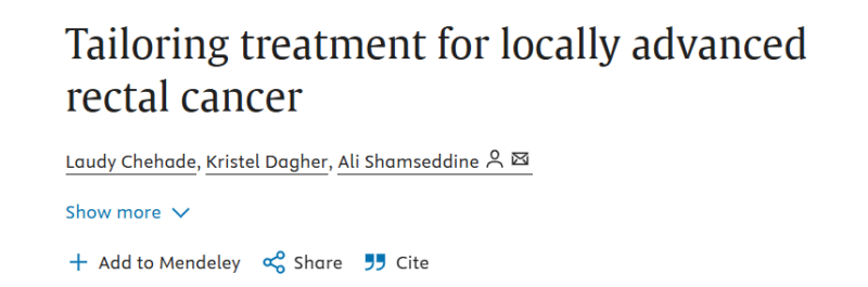 Ali Shamseddine: Recent data and our research project on locally advanced rectal cancer