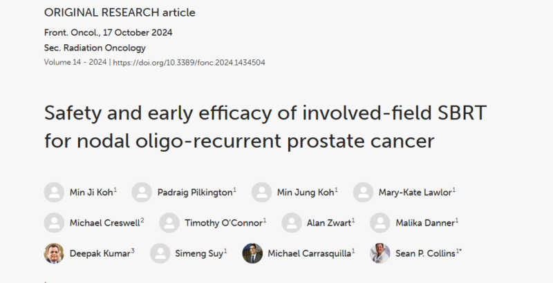 Cindy Koh: The safety and early efficacy of involved-field SBRT for nodal oligo-recurrent prostate cancer