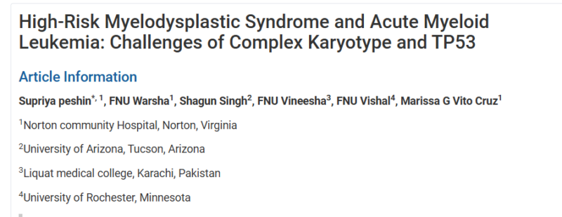 Supriya Peshin: A compelling and intricate case of high-risk MDS progressing to AML