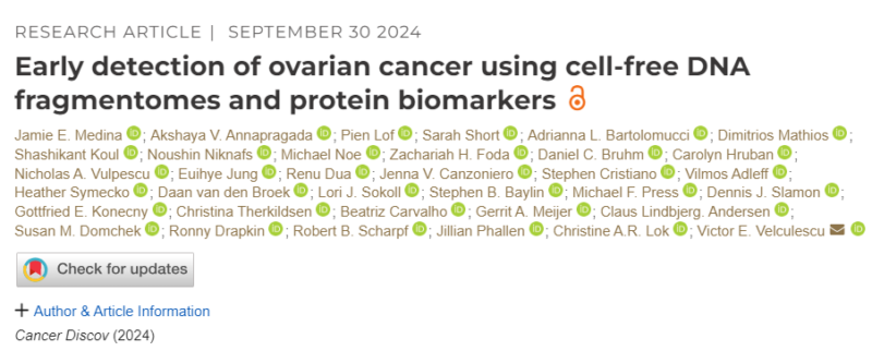 Elizabeth McKenna: Early Detection of Ovarian Cancer Using Cell-Free DNA Fragmentomes and Protein Biomarkers