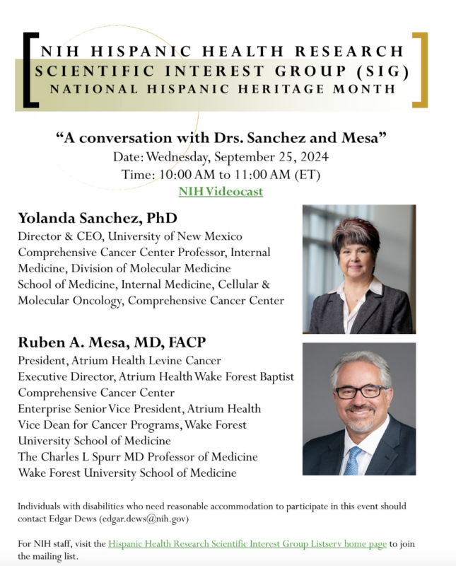 NIH Hispanic Health Research Scientific Interest Group - NCI CCHE