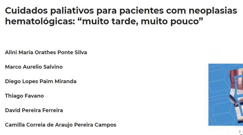 Thiago Favano: Our study on Palliative Care for Patients with Hematologic Malignancies in Brazil