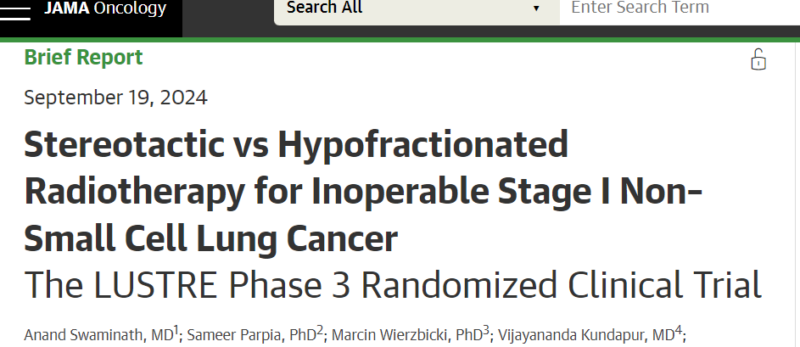 Choosing between Stereotactic and Hypofractionated Radiotherapy for inoperable Stage I NSCLC, summarised by Gustavo Viani