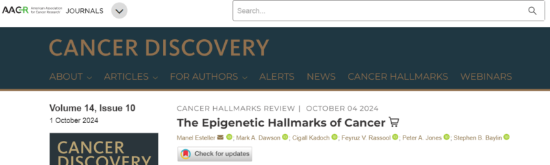 Elizabeth McKenna: The October issue of Cancer Discovery is out