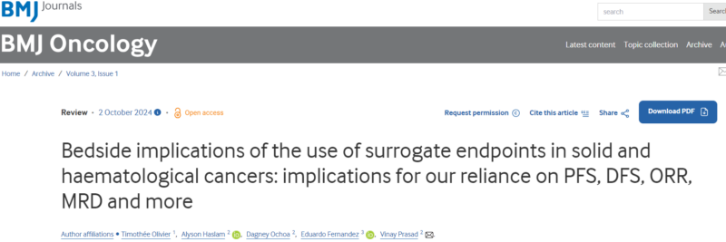 The use of surrogate endpoints in solid and haematological cancers