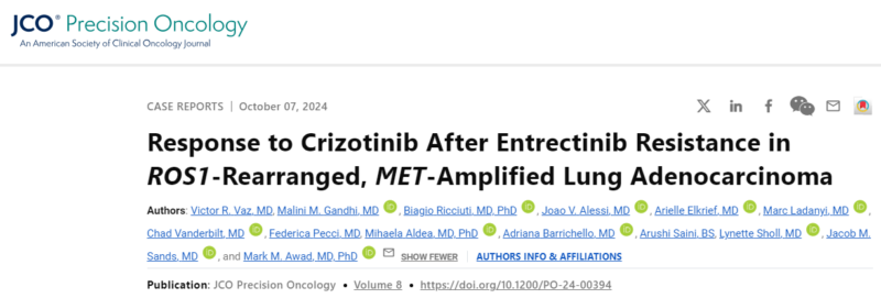 Stephen V Liu: Case report of MET mediating resistance to entrectinib in ROS1 NSCLC