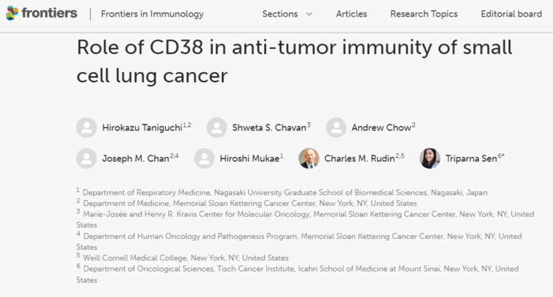 Triparna Sen: CD38-mediated immunosuppression as a potential mechanism of tumor cell escape from PDL1 inhibition in SCLC