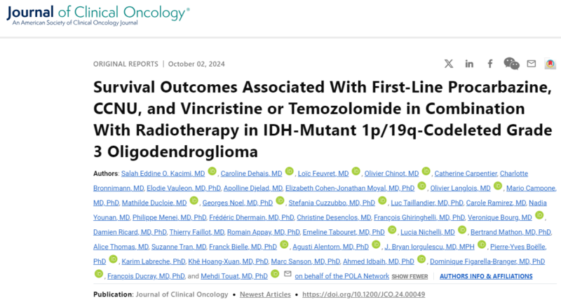 First-Line Procarbazine, CCNU, and Vincristine With Radiotherapy in IDH-Mutant Oligodendroglioma - Journal of Clinical Oncology