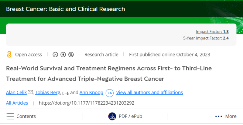 Paper Alert ! Real-World Survival and Treatment Regimens Across First- to Third-Line Treatment for Advanced Triple-Negative Breast Cancer