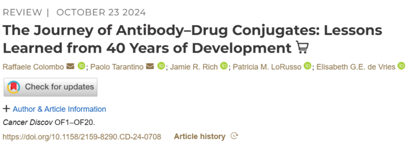 Nirmit Kumar: Great overview of the history of Antibody Drug Conjugates by Raffaele Colombo et al.