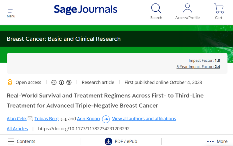 Paper Alert! Real-World Survival and Treatment Regimens Across First- to Third-Line Treatment for Advanced Triple-Negative Breast Cancer