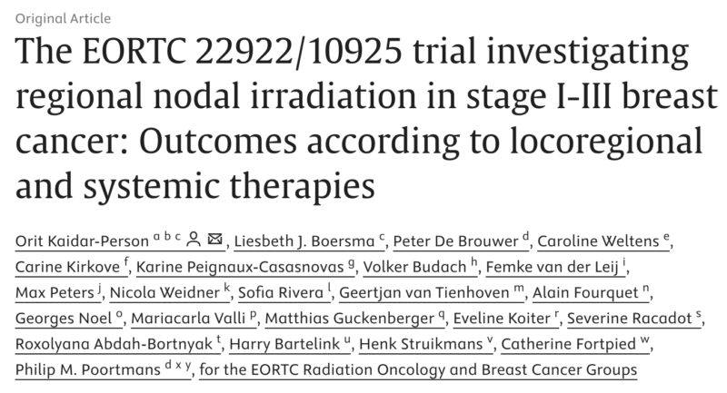 Investigating regional nodal irradiation in stage I-III breast cancer