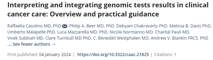 Raffaella Casolino: Interpreting and integrating genomic tests results in clinical cancer care - Overview and practical guidance