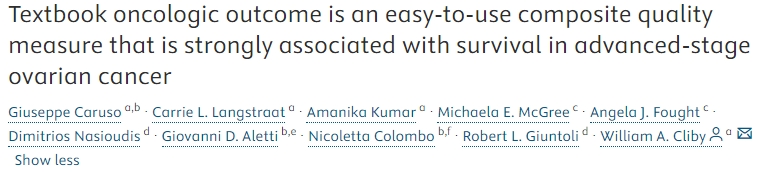 Giuseppe Caruso: TOO is an easy-to-use composite quality measure that is associated with survival in advanced-stage ovarian cancer