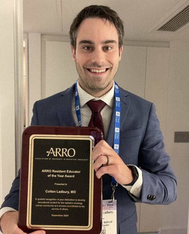 Colton Ladbury receives the ARRO Resident Educator of the Year Award