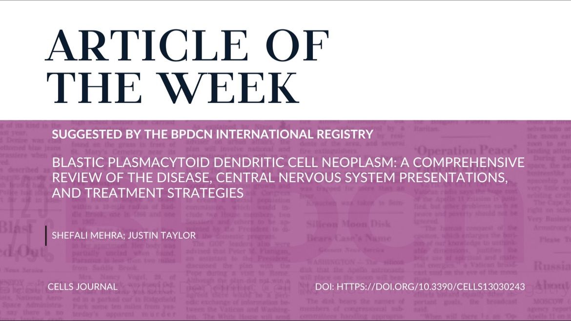 Article of the Week, Suggested by the BPDCN International Registry