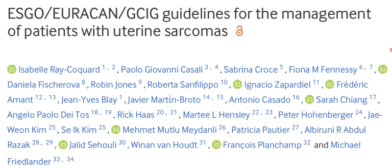 IJGC - New ESGO/EURACAN/GCIG guidelines for uterine sarcomas