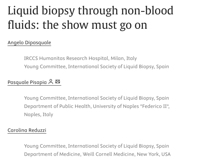 Angelo Dipasquale: Liquid biopsy through non-blood fluids