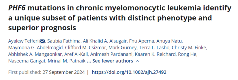 Novel association between PHF6 mutations and prognosis in chronic myelomonocytic leukemia - American Journal of Hematology