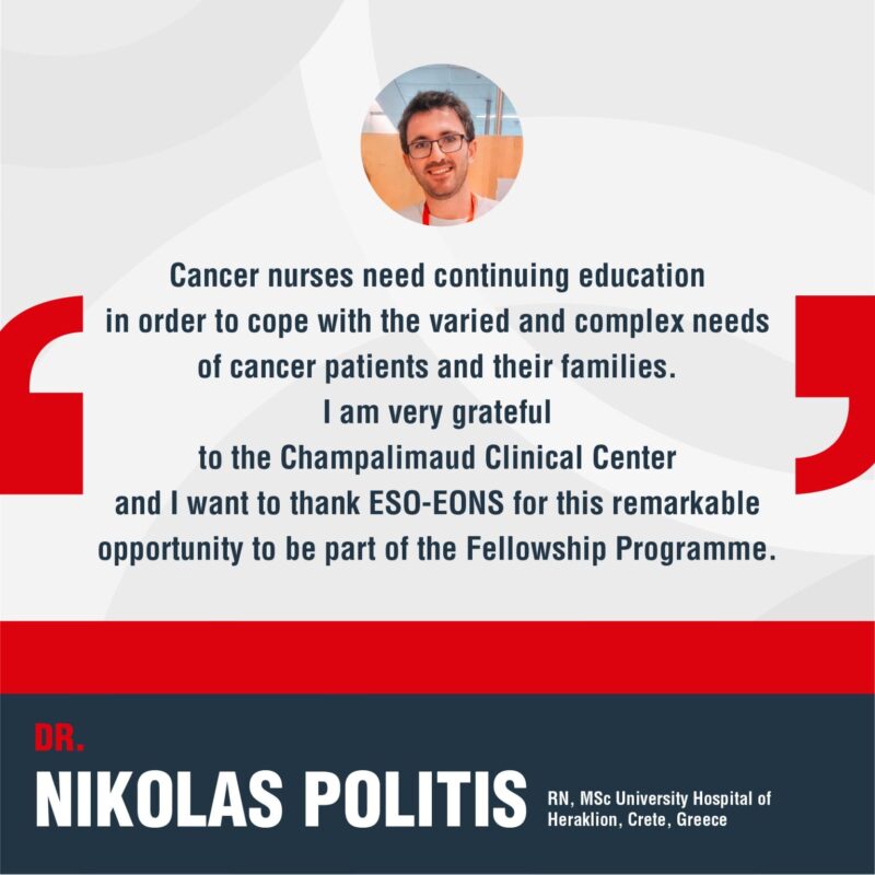 Nikolas Politis during his fellowship at the Champalimaud Clinical Centre - European School of Oncology