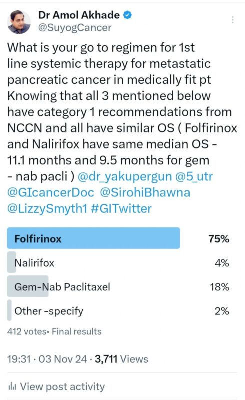 Amol Akhade: The choice of chemotherapy regimen for metastatic pancreatic cancer patients