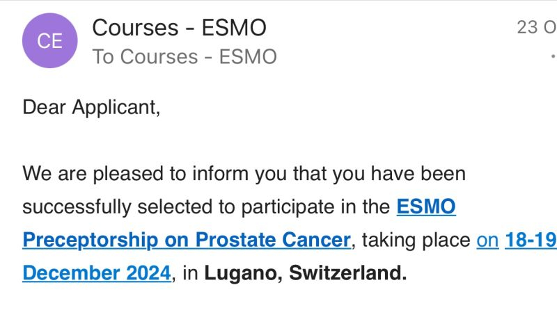 Mona Hassan: Excited to participate in the ESMO preceptorship for prostate cancer