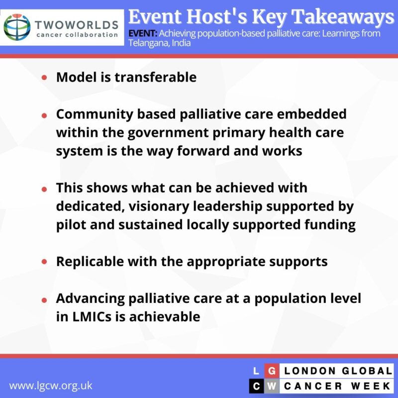 Key Takeaways on Advancing Population-Based Palliative Care in LMICs - London Global Cancer Week